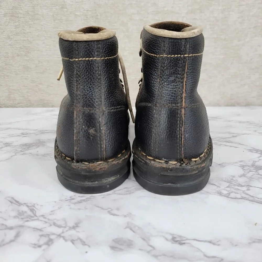 Vintage Black Leather Cross Country Ski Boots Double Tongue Double Laces